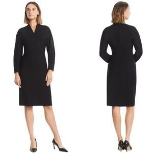 MM Lafleur The Pamela Tuxedo Sheath Dress Black Wool Blend Career